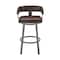 Armen Living Cohen 26" Counter Height Swivel Bar Stool in Java Silver Finish and Chocolate Faux Leather 721535761944 - alternate 8